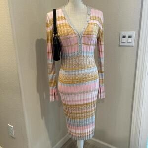 Willow & Wind striped multi color ribbed midi dress. Size small.